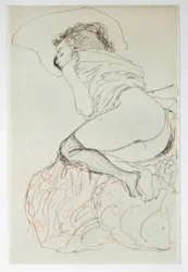 Liegender Halbakt, nach links gewandt